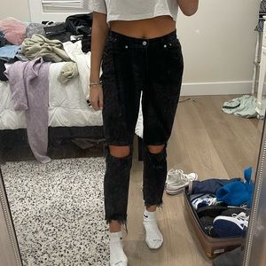 Abercrombie mom jeans size 28R black with rips